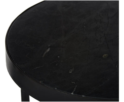 Nordal Midnight Side Table Round Marble - Black - 1199