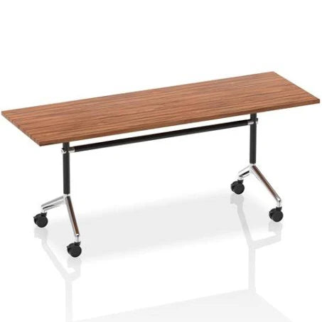 Dynamic Impulse 1800mm Flip Top Rectangular Table Walnut Finish Silver Frame ...