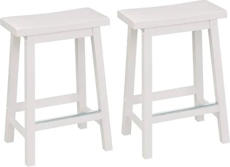 Amazon Basics Solid Wood Saddle-Seat Kitchen Counter-Height Stool, Set of 2 ...