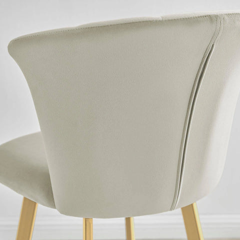 Set of 2 Juniper Soft Touch Velvet Fluted Art Deco Bar Stools With Gold Chrome ...