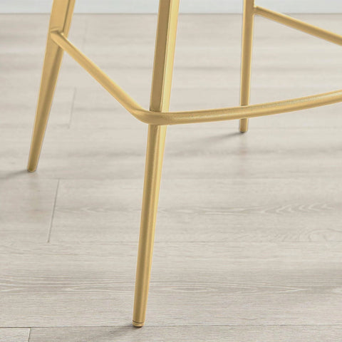 Set of 2 Juniper Soft Touch Velvet Fluted Art Deco Bar Stools With Gold Chrome ...