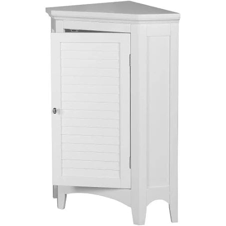 Teamson Home - Bathroom Corner White Wooden Standing Cabinet