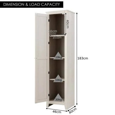 Costway Wood Tall Storage Cabinet 4 Tires Display Organizer Freestanding Pantry ...