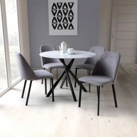 Shankar Avesta White & 4 Linden Dining Set