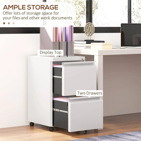 Vinsetto - 2-Drawer Filing Cabinet W/ Adjustable Hanging Bar Lockable File ...