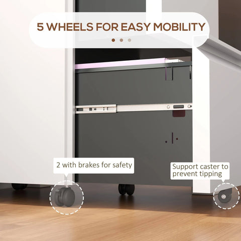 Vinsetto - 2-Drawer Filing Cabinet W/ Adjustable Hanging Bar Lockable File ...