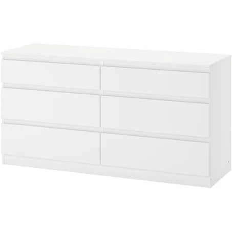 IKEA - Kullen Chest of 6 Drawers, White, 140x72 cm