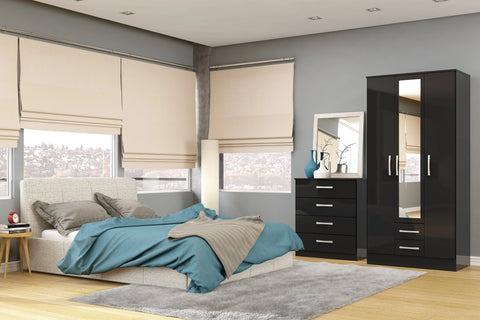 Birlea Lynx 2 Door Sliding Wardrobe with Mirror - Black