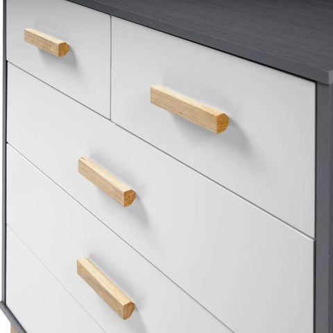 Cleveland 3+2 Drawer Chest (White/Grey Metal Effect)