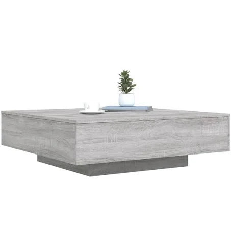 vidaXL Coffee Table with LED Lights Grey Sonoma 100x100x31 cm