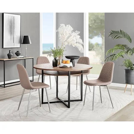 Furniture Box Adley Brown Wood Storage Dining Table and 4 Cappuccino Corona ...