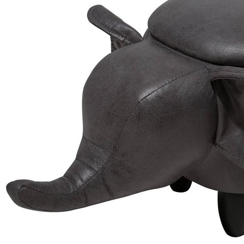 Beliani Faux Leather Storage Animal Stool Dark Grey Elephant