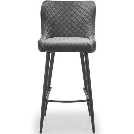 Julian Bowen - Luxe Velvet Bar Stool - Grey
