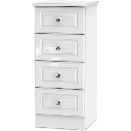 Welcome Balmoral White High Gloss 4 Drawer Narrow Chest of Drawers