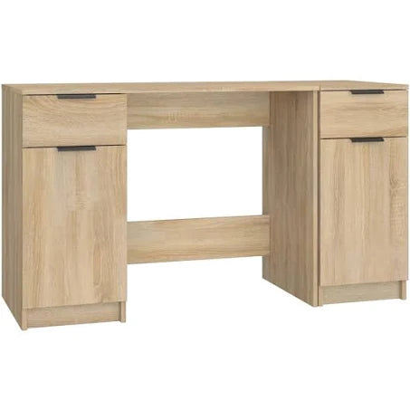 vidaXL Desk with Side Cabinet Sonoma Oak Engineered Wood
