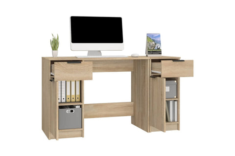 vidaXL Desk with Side Cabinet Sonoma Oak Engineered Wood