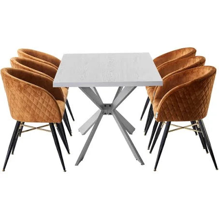 Life Interiors - Duke Lux Vittorio Dining Set - A White Wooden Dining Table and ...