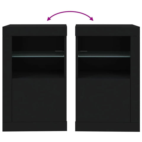 vidaXL Side Cabinet with LED Lights Black Engineered Wood