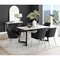 Furniture Box Carson White Marble Effect Dining Table and 6 Black Calla Silver ...