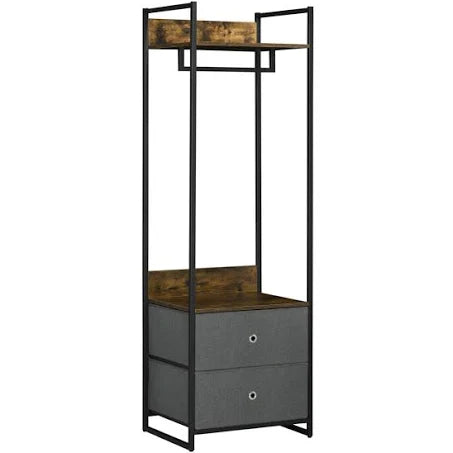 Williston Forge 46cm Metal Clothing Rack with Drawers and Shelf