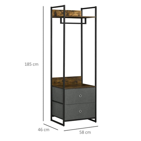Williston Forge 46cm Metal Clothing Rack with Drawers and Shelf