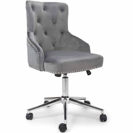 Shankar Rocco Brushed Velvet Grey Office Chair