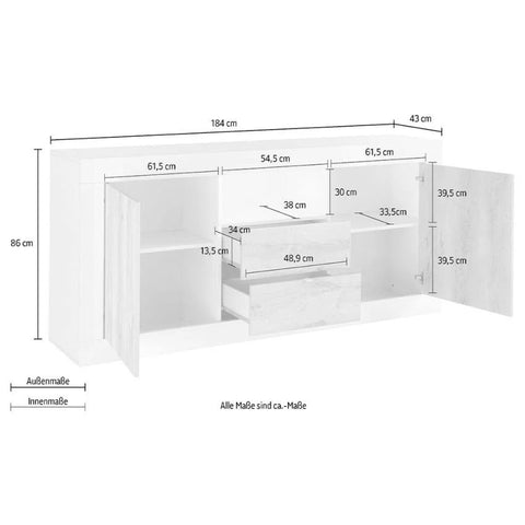 Como Two Door/Two Drawer Sideboard - Anthracite Finish
