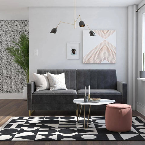 Novogratz Skylar Velvet Sofa Bed Grey