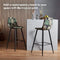 VonHaus - Tropical Palm Print Set of 2 Velvet Cushioned Bar Stools - Black