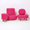 Homescapes - Large Round Cotton Knitted Pouffe Footstool - Pink