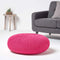 Homescapes - Large Round Cotton Knitted Pouffe Footstool - Pink