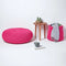 Homescapes - Large Round Cotton Knitted Pouffe Footstool - Pink