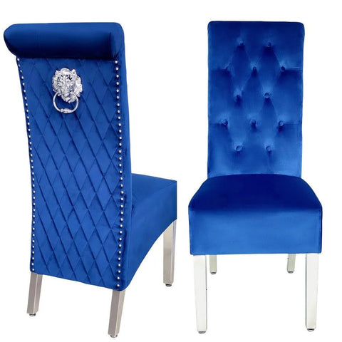 Lucy Lion knocker French Velvet Dinning Chair - 3 Colours Black