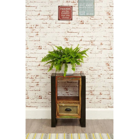 Baumhaus Urban Chic Reclaimed Wood 1 Drawer Bedside Cabinet / Side Table