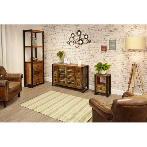 Baumhaus Urban Chic Reclaimed Wood 1 Drawer Bedside Cabinet / Side Table