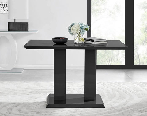 Furniturebox Imperia 4 Modern Black High Gloss Dining Table & 4 Green Calla Black ...