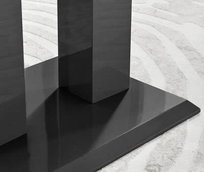 Furniturebox Imperia 4 Modern Black High Gloss Dining Table & 4 Green Calla Black ...