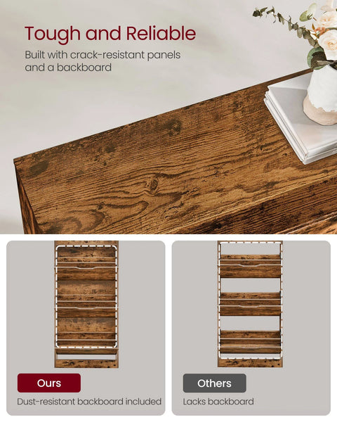 VASAGLE 4-Tier Shoe Cabinet with Removable Divider Rustic Brown