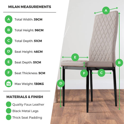 Novara 100cm Round Dining Table and 4 Milan Black Leg Chairs - Grey