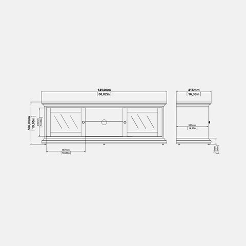 Paris - TV Unit - Wide - 2 Doors 1 Shelf in White and Oak