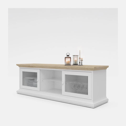 Paris - TV Unit - Wide - 2 Doors 1 Shelf in White and Oak