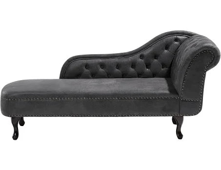 Beliani Right Hand Chaise Lounge Faux Suede Grey Nimes