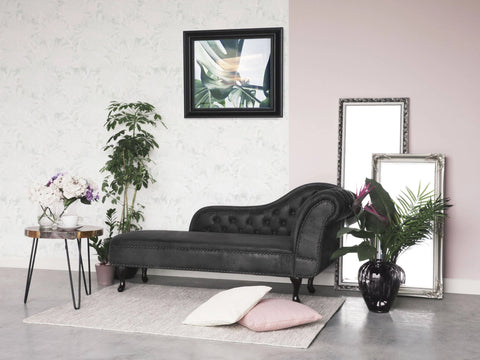 Beliani Right Hand Chaise Lounge Faux Suede Grey Nimes
