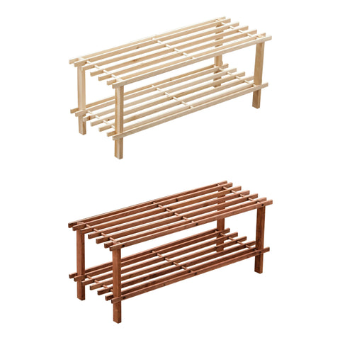 Premier Housewares 2-Tier Shoe Rack - Natural Cedar Wood