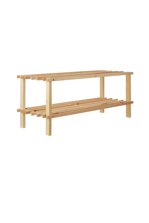 Premier Housewares 2-Tier Shoe Rack - Natural Cedar Wood
