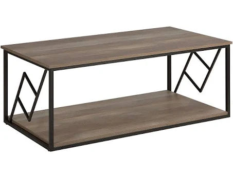 Beliani Coffee Table Dark Wood Top Black Metal Frame 120 x 60 cm Rectangular ...