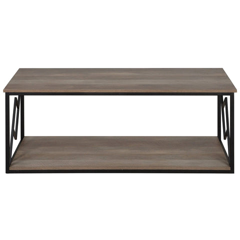 Beliani Coffee Table Dark Wood Top Black Metal Frame 120 x 60 cm Rectangular ...