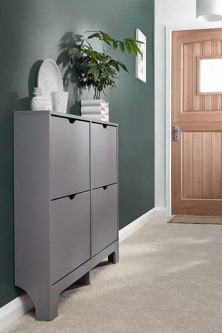 GFW - Narrow 4 Drawer Shoe Cabinet - Grey