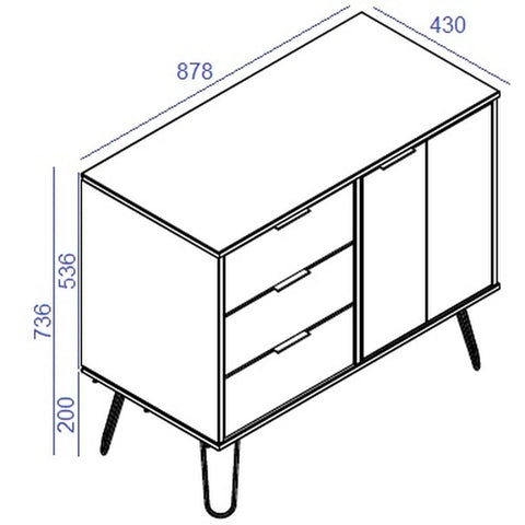 Augusta Driftwood Small Sideboard with 1 Doors 3 Drawers