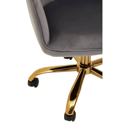 Premier Housewares Brent Velvet and Gold Base Home Office Chair, Grey